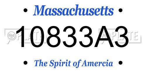 10833A3 Massachusetts License Plate