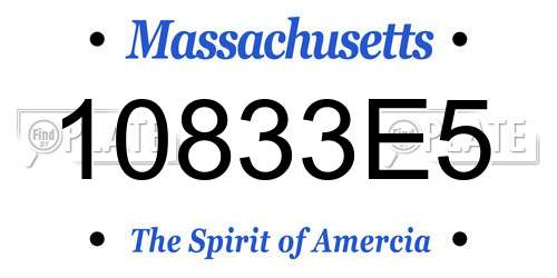 10833E5 Massachusetts License Plate
