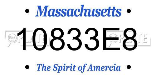 10833E8 Massachusetts License Plate