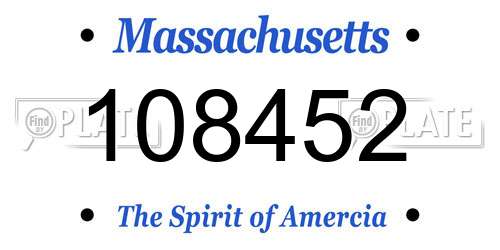 108452 Massachusetts License Plate