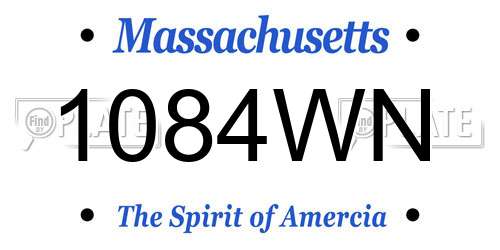 1084WN Massachusetts License Plate