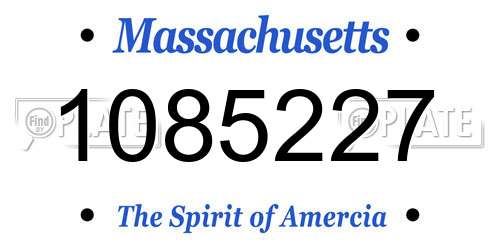 1085227 Massachusetts License Plate