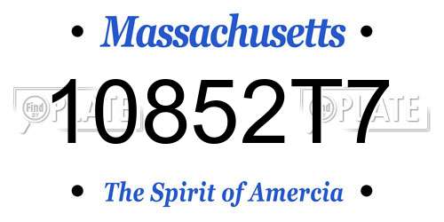 10852T7 Massachusetts License Plate