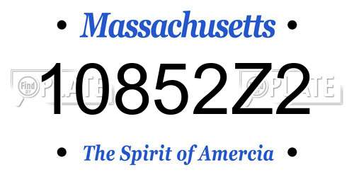 10852Z2 Massachusetts License Plate