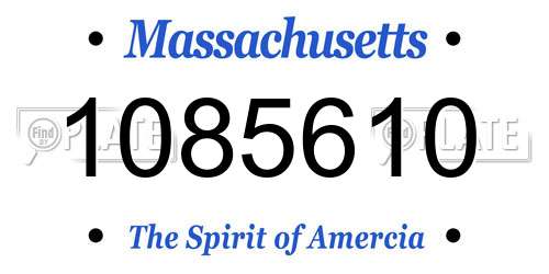 1085610 Massachusetts License Plate