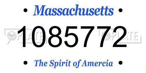 1085772 Massachusetts License Plate
