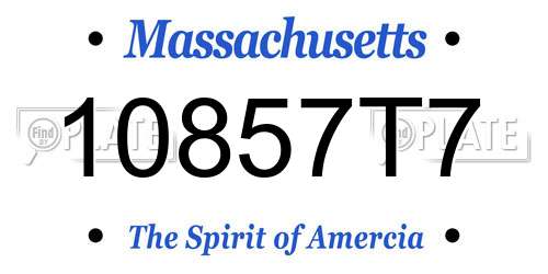 10857T7 Massachusetts License Plate