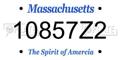 10857Z2 Massachusetts License Plate