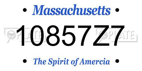 10857Z7 Massachusetts License Plate