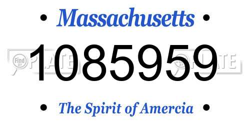1085959 Massachusetts License Plate