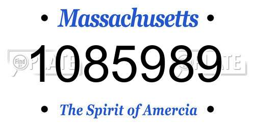 1085989 Massachusetts License Plate