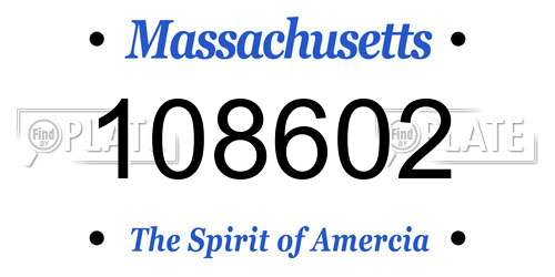 108602 Massachusetts License Plate