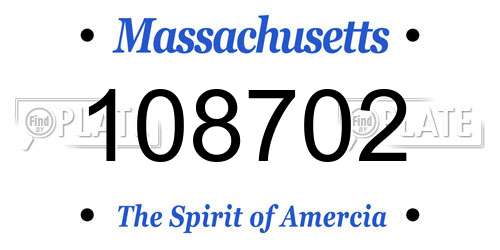 108702 Massachusetts License Plate