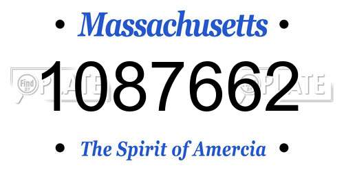 1087662 Massachusetts License Plate
