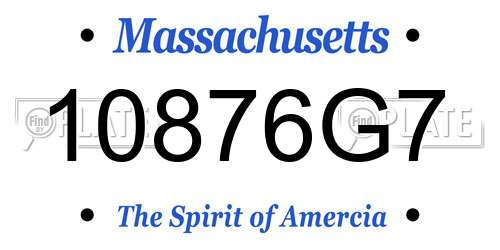 10876G7 Massachusetts License Plate