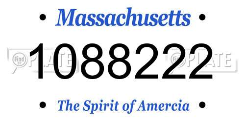 1088222 Massachusetts License Plate