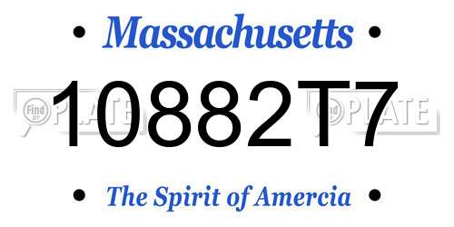 10882T7 Massachusetts License Plate