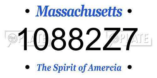 10882Z7 Massachusetts License Plate