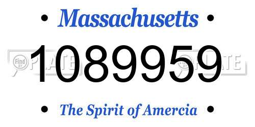 1089959 Massachusetts License Plate
