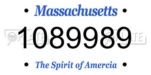 1089989 Massachusetts License Plate