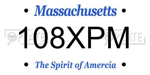 108XPM Massachusetts License Plate
