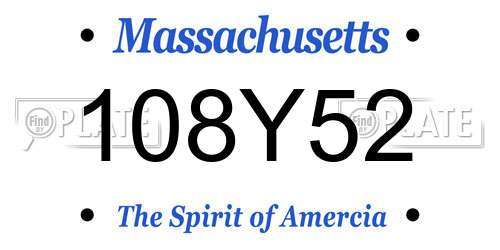 108Y52 Massachusetts License Plate