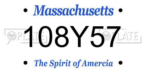 108Y57 Massachusetts License Plate