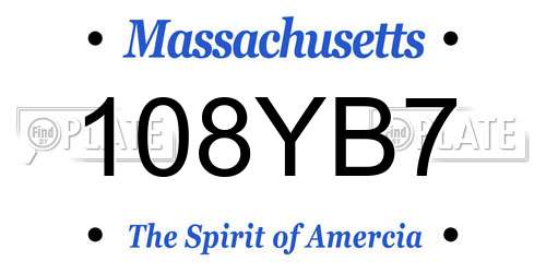 108YB7 Massachusetts License Plate