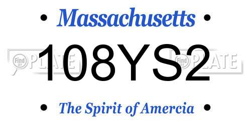 108YS2 Massachusetts License Plate