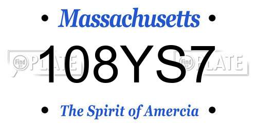 108YS7 Massachusetts License Plate