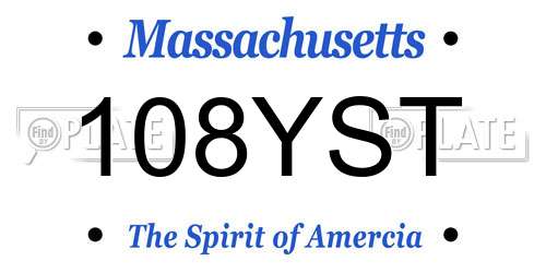 108YST Massachusetts License Plate