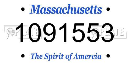 1091553 Massachusetts License Plate