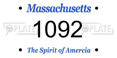 1092 Massachusetts License Plate