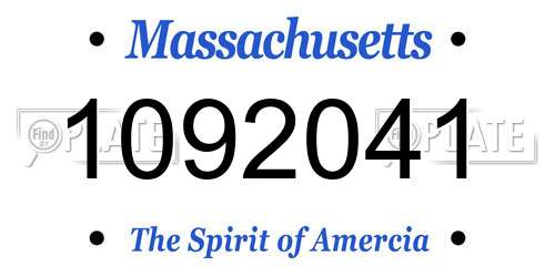 1092041 Massachusetts License Plate