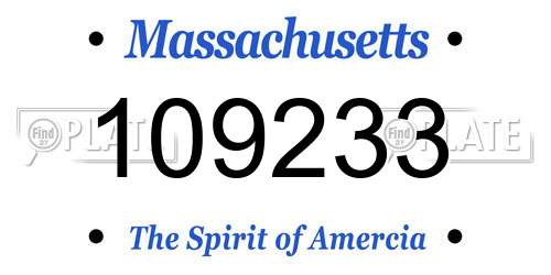 109233 Massachusetts License Plate