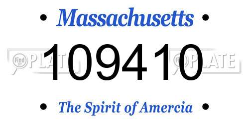 109410 Massachusetts License Plate