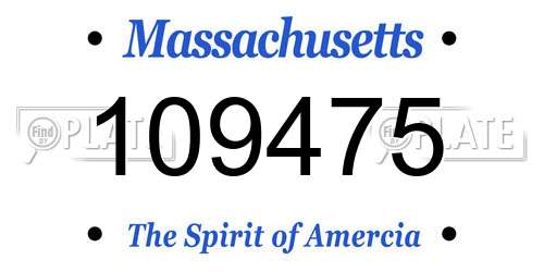 109475 Massachusetts License Plate