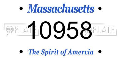 10958 Massachusetts License Plate