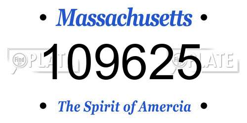 109625 Massachusetts License Plate