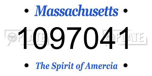 1097041 Massachusetts License Plate