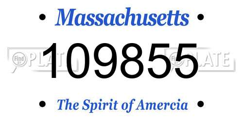 109855 Massachusetts License Plate