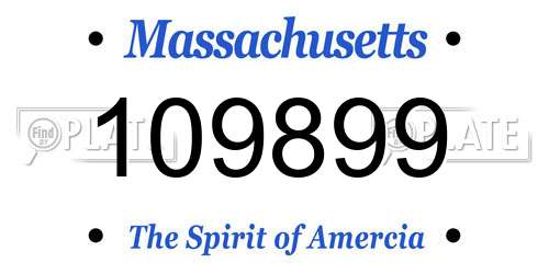 109899 Massachusetts License Plate