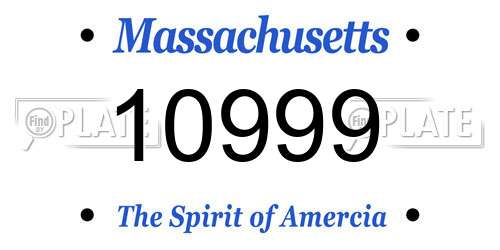 10999 Massachusetts License Plate