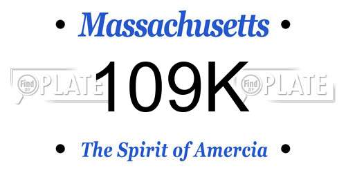 109K Massachusetts License Plate