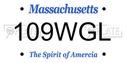 109WGL Massachusetts License Plate