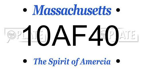 10AF40 Massachusetts License Plate