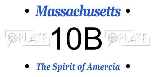 10B Massachusetts License Plate