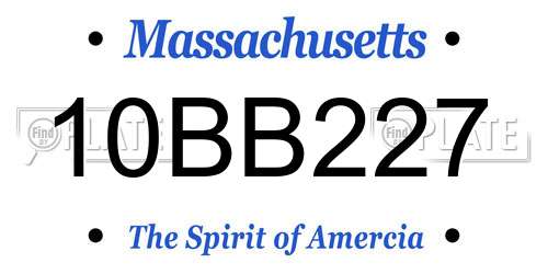 10BB227 Massachusetts License Plate