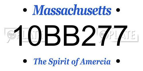10BB277 Massachusetts License Plate