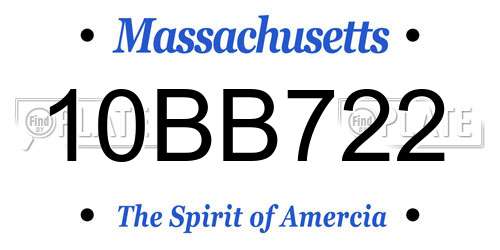 10BB722 Massachusetts License Plate